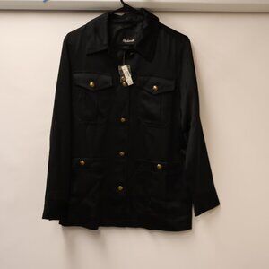 NWT Madewell Stylish Black Utility Jacket gold medal buttons Callout Sz Small